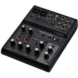 Yamaha AG06MK2 6-kanaals mixer voor livestreaming in zwart, met USB audio-interface, voor Windows, Mac, iOS en Android