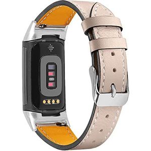 Gimuk Compatibel met Fitbit Charge 5 riem voor vrouwen mannen, echt leer, verstelbare sportband, vervangende polsband voor Charge 5 tracker, klein groot, Small/Large, Leer, Geen edelsteen