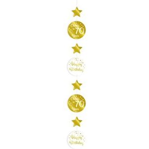 PD-Party 7023210 Verticaal Hangende Decoratie | Vieringen | Speciale Evenementen | Theme Party - 70, Goud/Wit, 14cm Lengte x 14cm Breedte x 120cm Hoogte