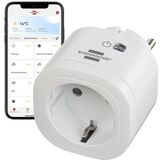 Brennenstuhl Connect smart plug WA 3600 XS02 (slimme stekker 2,4 GHz compatibel met Alexa en Google Assistant, Matter, smart stekker met Tijdsschakelaar, gratis app)