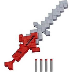 Nerf Minecraft Heartstealer-zwaard, 4 Nerf Elite-foamdarts, foamblad, dartblaster