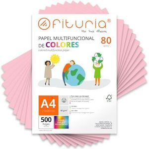 Kleurpapier, verpakking met 500 vellen A4, 80 g, kleurrijk papier voor knutselwerk, printer, scrapbooking, ideaal voor Origami, Papyroflexia, kantoor en school (lichtroze, 500 h)