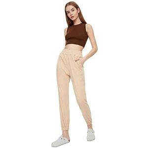 Trendyol Bej Basic Jogger Knitted Tracksuit Trainingsbroek voor dames, Beige, S