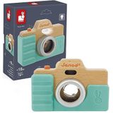Janod - Camera voor de eerste leeftijd – speelgoed van hout – geluid en helder – speelgoed voor het stimuleren van zintuigen en motoriek, siliconen hoes – waterverf – vanaf 18 maanden, J05381