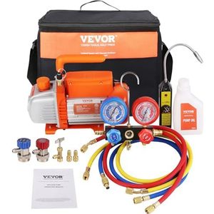 VEVOR 1/4 HP HVAC vacuümpomp manometer set 4 CFM onderdrukpomp met slang