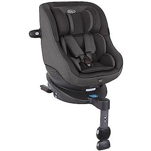 Graco Turn2Me™ i-Size R129, 360° draaibare reboarder met ISOFIX, autostoel voor kinderen van 0-4 jaar (40-105 cm), 5-punts gordel en ligpositie, zwart/grijs, heather