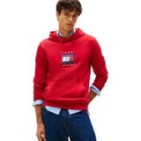Tommy Hilfiger - Hoodie - Medium Red - LINEAR FLAG GRAPHIC - Met Capuchon