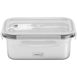 Lurch 240891 Lunchbox Safety/opbergdoos van hoogwaardig roestvrij staal met BPA-vrij kunststof deksel, 800 ml