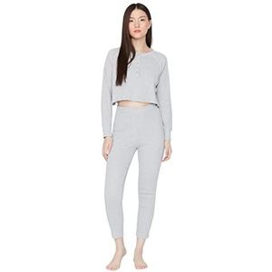 TRENDYOL Pajama Set - Grijs - Plain, Grau Meliert, XL