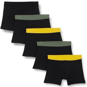 Sanetta Tieners jongens onderbroek shorts geweven tailleband 4-pack katoen, Super zwart., 152 cm