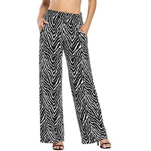 Urban CoCo Boho Palazzo-broek voor dames, brede pijpen, strandbroek, hoge taille, loungebroek met zakken, #11, M