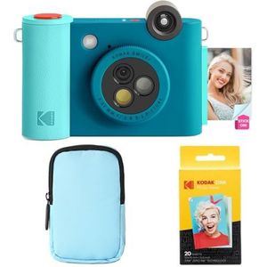 KODAK Smile+ 2-in-1 Digitale Camera & Bluetooth Fotoprinter Starterpakket + Luxe Tas + Zink 20pk - Blauw