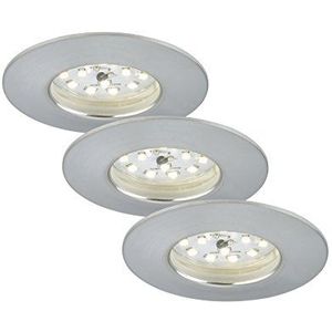 Briloner Leuchten 7231-039 LED-inbouwlamp, dimbaar, spots, plafondspots, led-inbouwspot 230 V, 5,5 W, 470 lumen, geschikt voor badkamer IP44, energiebesparend, set van 3, rond, aluminium