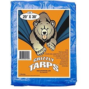 Grizzly Tarps GTRP2030 Blauw waterdicht multifunctioneel zeil 3,05 m x 4,27 m, 5 mm dik met 8 x 8 weefselbinding