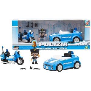 Giochi Preziosi Politieauto en motorfiets, vrijloopvoertuigen, inclusief politie-figuur 7 cm, compleet met accessoires, voor kinderen vanaf 4 jaar