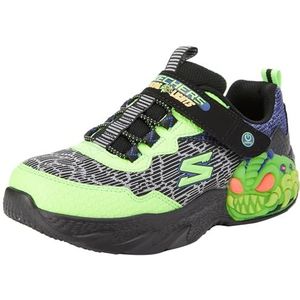 Skechers Jongens Trainers, Zwart & Lime Synthetisch/Textiel/Trim, 10 UK, Zwarte Lime Synthetische Textiel Trim, 27 EU