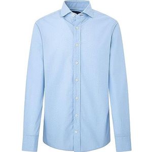 Hackett London Yarndye overhemd met stippen voor heren, Blauw (blauw/wit), XXL