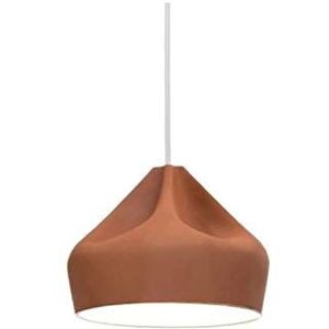 Pleat Box 24 LED-hanglamp, 5-8 W, met keramische kap en emaille binnenlamp, wit/bruin, 21 x 21 x 18 cm (A636-218)