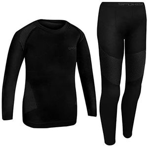 Spokey Thermo-ondergoed voor jongens Furious voor kinderen, een gevoel van warmte, comfort en bewegingsvrijheid, een perfecte set voor de wintersport en meer, zwart, 122/128 cm