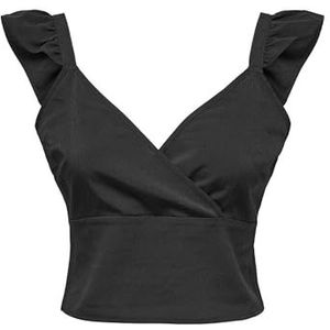 ONLY Dames Onlnova Life Vis Frill Venus Top Solid, zwart, XL