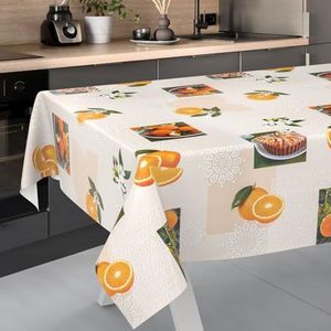 ANRO Afwasbaar tafelzeil, tuintafelkleed, voor binnen en buiten, met snijrand, 220 x 140 cm, oranje