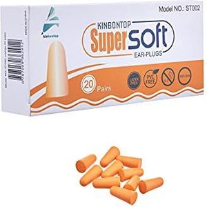Kinbontop zachte schuimoordopjes, 38dB SNR, ruisonderdrukking, gehoorbescherming, slapen, werken, schieten, reizen - oranje (20-pack)