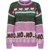 Trui met ronde hals in grof tricot ONLY. Acryl materiaal. Maten M. Groen kleur