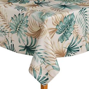 ESSEX - Tafelkleed bladeren, 145 x 220 cm, tafelkleed, 100% polyester, afwasbaar, bladeren - beige