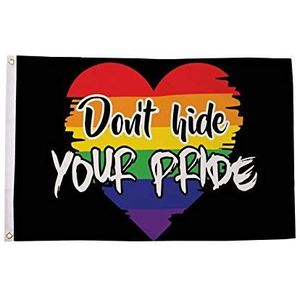 AZ FLAG Vlag regenboog verberg je trots niet 90 x 60 cm – vlag LGBT Don't Hide Your Pride 60 x 90 cm – vlaggen