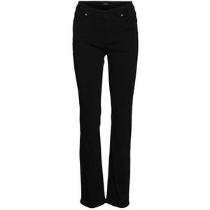 VERO MODA Dames VMDAF MR Straight VI1137 NOOS jeans, zwart, XS/32, Schwarz, (XS) W x 32L
