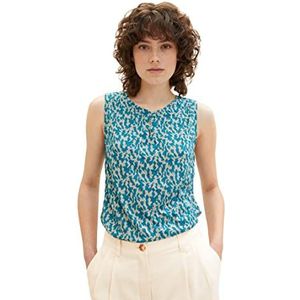 TOM TAILOR Dames 1037218 Top, 32149-Petrol Small Abstract Design, S, 32149 - Petrol Small Abstract Design, S