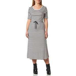 Tommy Hilfiger Dames Reg Stripe O-nk Midi DRS Ss T-shirtjurken, Wit (Bretonse Stp W Wit/Woestijnhemel), S