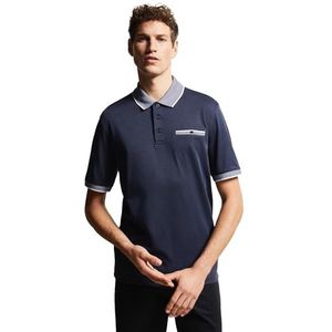 Bugatti - Poloshirt - Marine - Met Contraststrepen - 3-Knoopsmodel