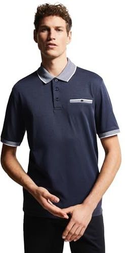 Bugatti - Poloshirt - Marine - Met Contraststrepen - 3-Knoopsmodel