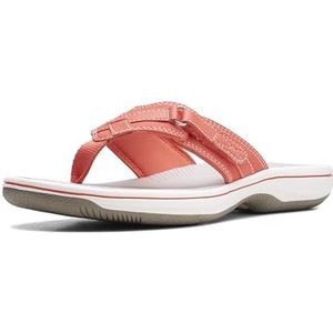 Clarks Breeze Sea dames Teenslipper Teenslipper, Glanzend koraal , 44 EU
