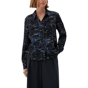 s.Oliver Damesblouse van viscose met allover-patroon, zwart 99a0, 42