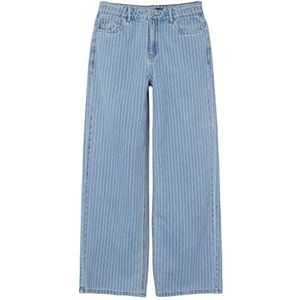 NAME IT Meisjes Nlfpinizza DNM Hw Wide Pant broek, Lichtblauwe denim/strepen: pinstrepen, 140