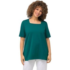 Ulla Popken, Dames grote maten, T-shirt, A-lijn, Carree-hals, halve mouwen, smaragd, 54/56 NL