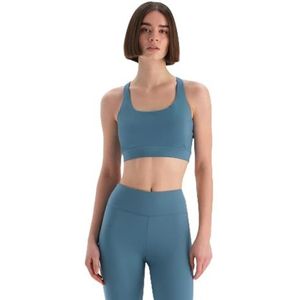 Dagi Lichtblauw Fashion Gebreide U-Hals Interlock Verwijderbare Padding Dikke Strap Mouwloze U-Hals Sportbeha, Lichtblauw, L, lichtblauw, L