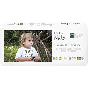 Eco by Naty Baby Luiers - Plantaardige milieuvriendelijke luiers, zeer geschikt voor de gevoelige babyhuid en helpt doorlekken voorkomen (Maat 4+, 84 Stuks)
