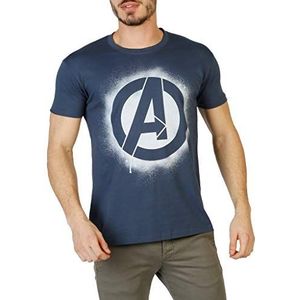 Marvel Heren Avengers Stencil Logo T-shirt, Denim Blauw, XL