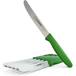 Giesser Since 1776 - Made in Germany - Tomato Knife Set, 6 Pieces, Veggie, Utility Knives, Green, Ergonomic Handle, Non-Slip Grip, Small Kitchen Knives, Stainless, Sharp Knives for Healthy Cooking