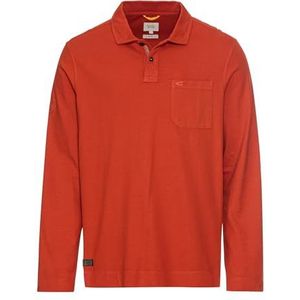camel active Poloshirt met lange mouwen voor heren van gecertificeerd biologisch katoen, rood, L