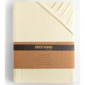 DecoKing Hoeslaken 100% gekamd katoen Jersey boxspring Crème 140x200-160x200 Amber