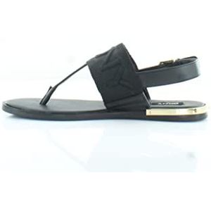 DKNY Amber platte sandaal voor dames, Zwart glanzend zwart amber, 41 EU