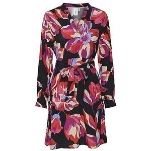 YAS FIMA LS Dress S. NOOS, Black/Aop: bloemenprint, M