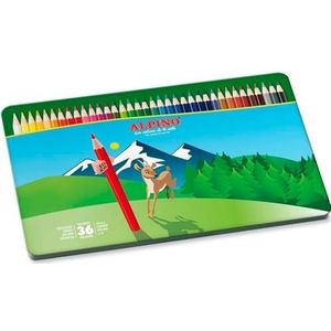 Alpino Kleurpotloden 36 stuks | kleurpotloden voor kinderen | tekenen en verven met levendige en heldere kleuren | schoolmateriaal | metalen etui kleurpotloden