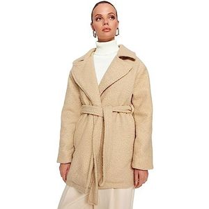 Trendyol FeMan oversized geweven jas met dubbele rij knopen, beige, 34, Beige, 32