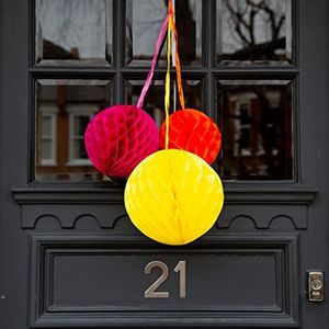 Talking Tables Pack van 3 papieren honingraatballen in oranje, geel en roze | Regenboog feestdecoraties voor trots, verjaardag, festival, bruiloft
