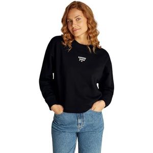 Tommy Jeans - Curve Sweatshirt - Zwart - TJW ESSENTIAL LOGO 1 CREW EXT - Grote Maten